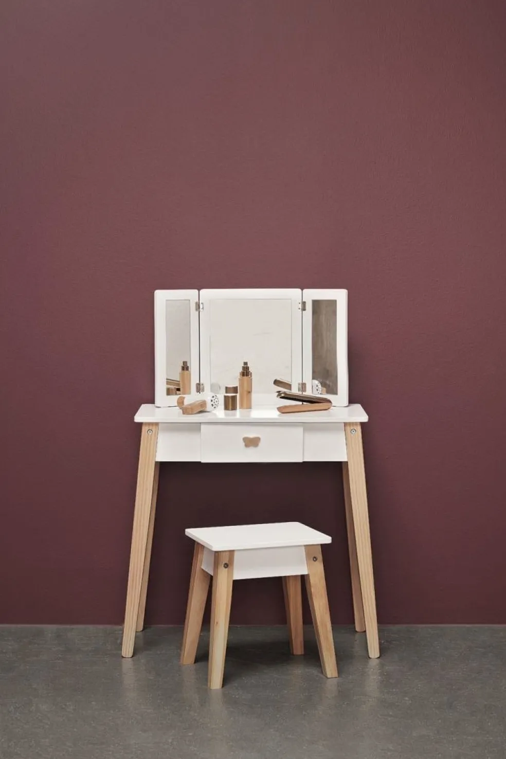 byASTRUP Schminktisch mit Hocker Holz Weiß 86 cm 84190