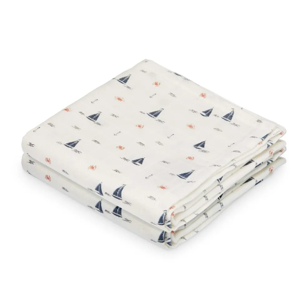 Cam Cam Copenhagen Mulltücher Sailboats 2er-Pack 70 x 70 cm