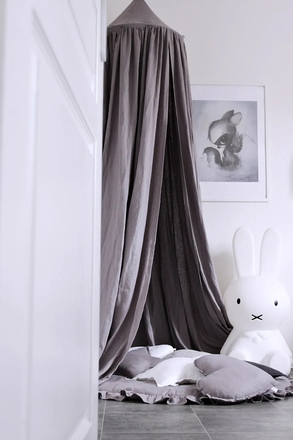 Cotton & Sweets Betthimmel Shark Grau Leinen