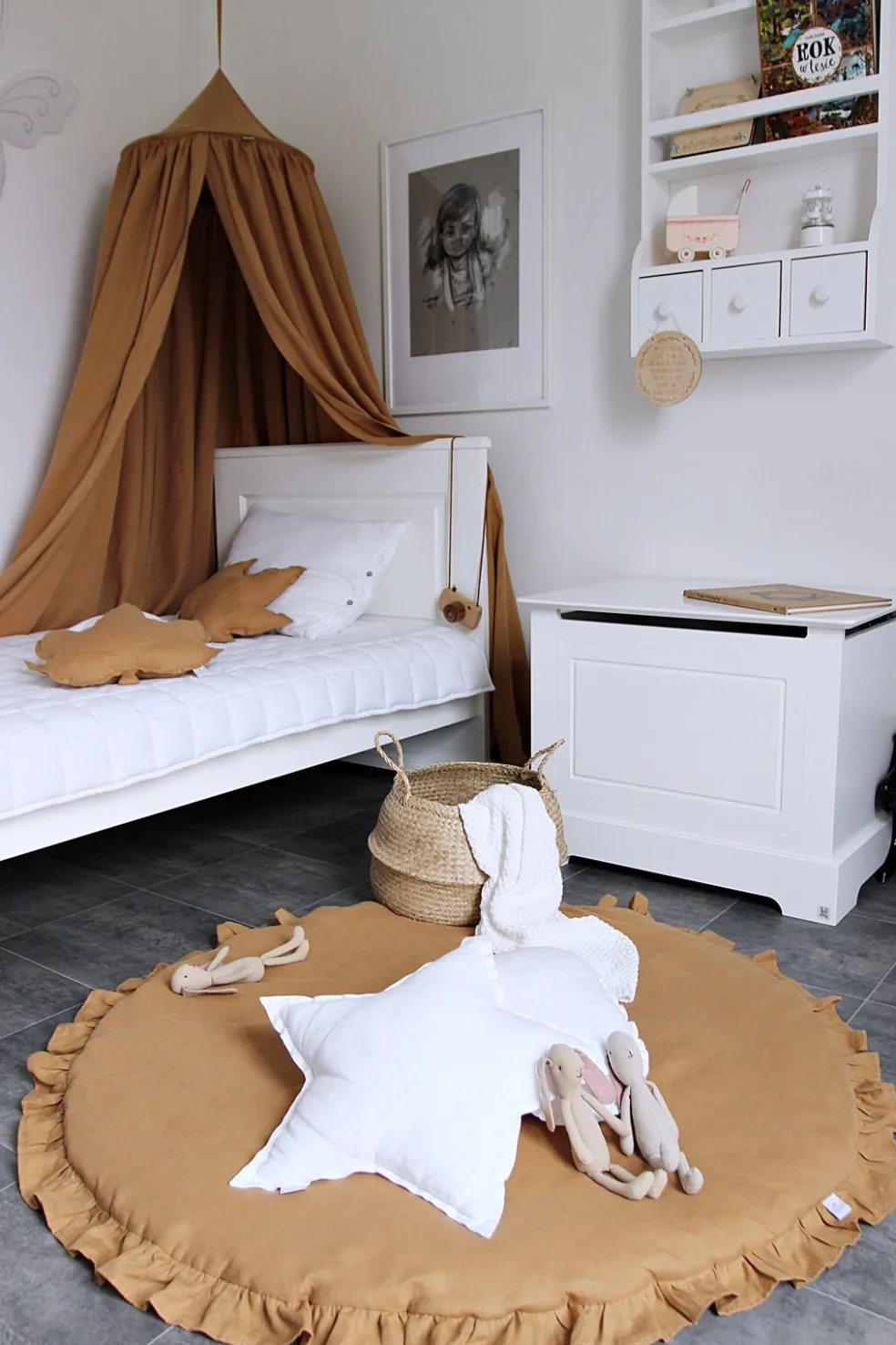 Cotton & Sweets Betthimmel Karamell Leinen