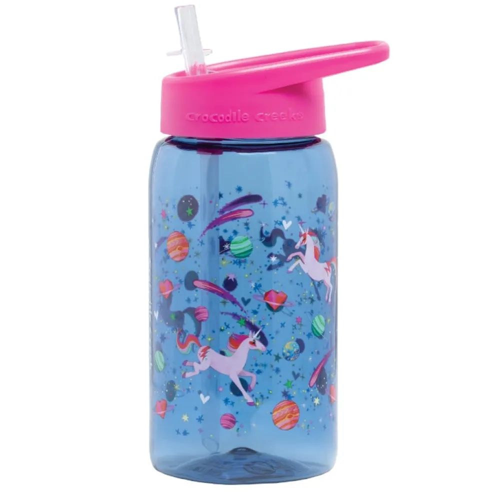 Crocodile Creek Puzzels Trinkflasche mit Strohhalm Einhorn Lila