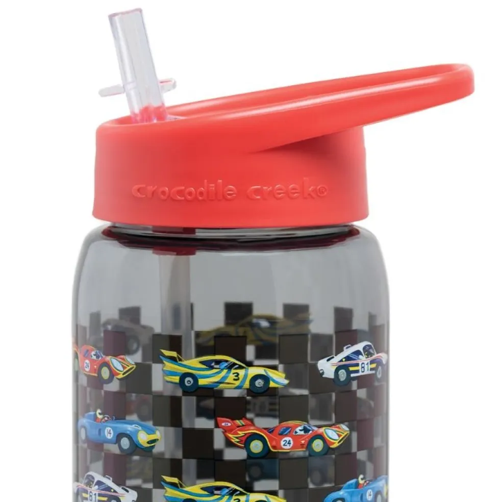 Crocodile Creek Puzzels Trinkflasche mit Strohhalm Rennwagen