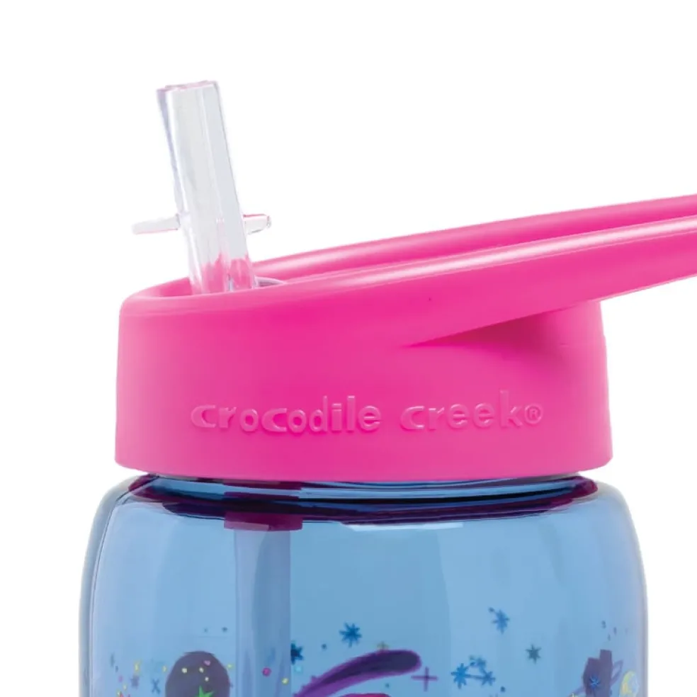 Crocodile Creek Puzzels Trinkflasche mit Strohhalm Einhorn Lila