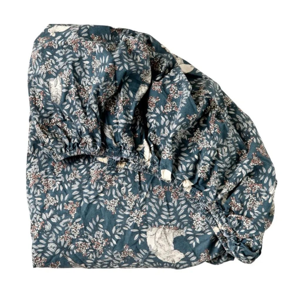 Garbo & Friends Baby Spannbettlaken Fauna Blau 60 x 120 cm