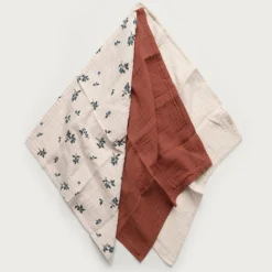 Garbo & Friends Baby Spucktücher Blueberry Beige 3er Pack