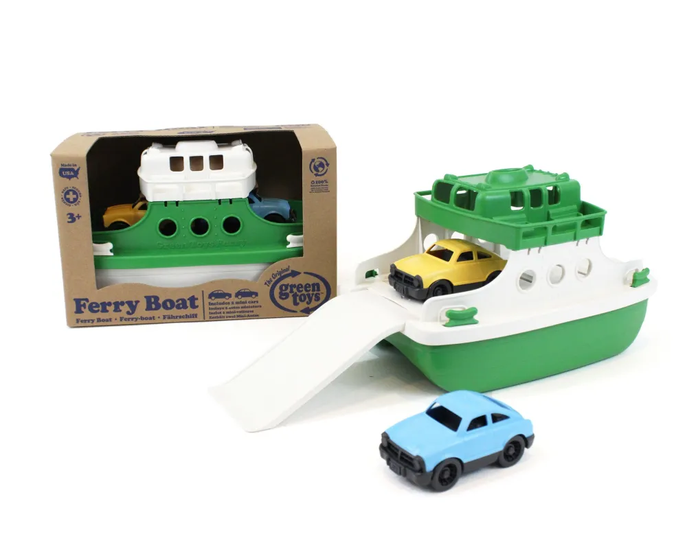Green Toys Fähre mit Auto Grün