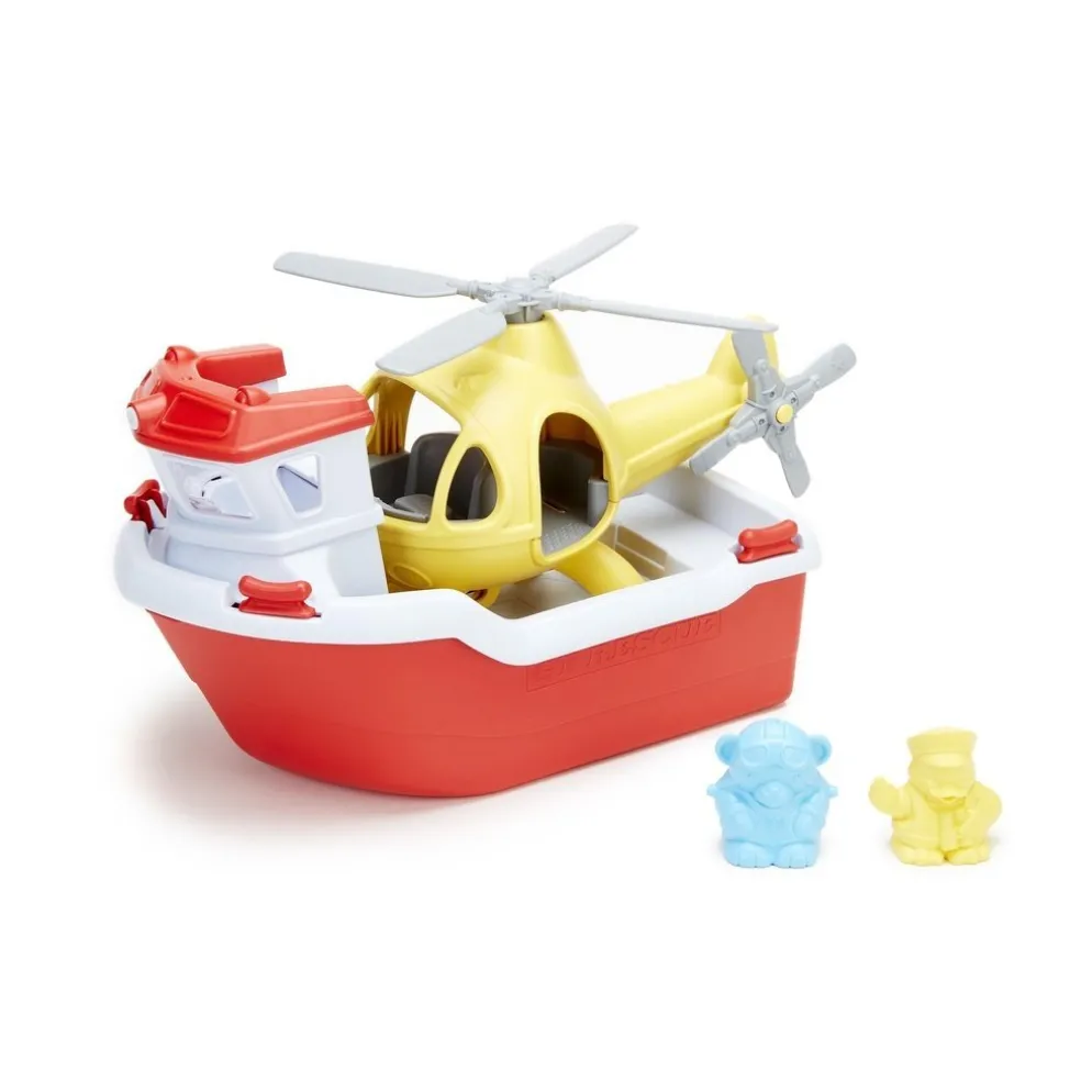 Green Toys Rettungsboot mit Hubschrauber