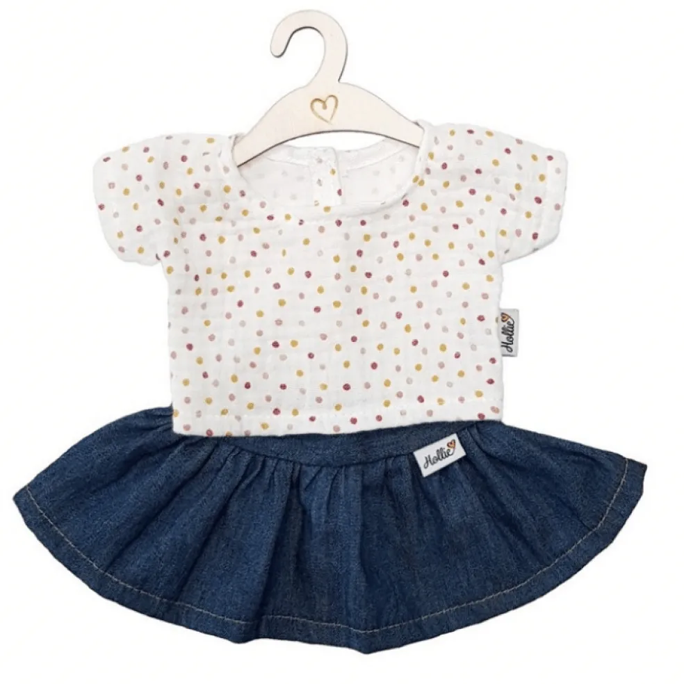 Hollie Poppenspeelgoed Puppenrock Jeans & Shirt Dots (für Gordi)