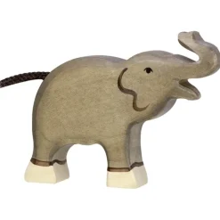 Holztiger Elefant klein Rüssel hoch Holz 80150 12 cm