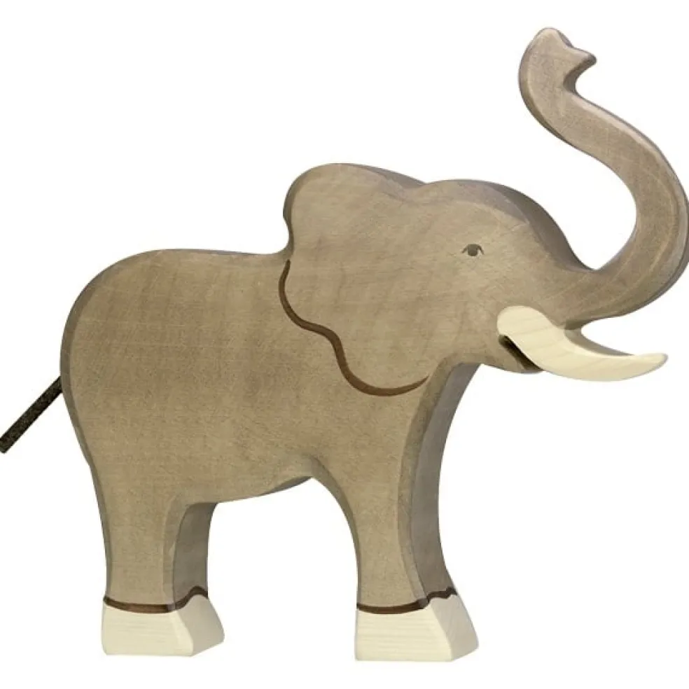 Holztiger Elefant Rüssel hoch Holz 80148 18 cm