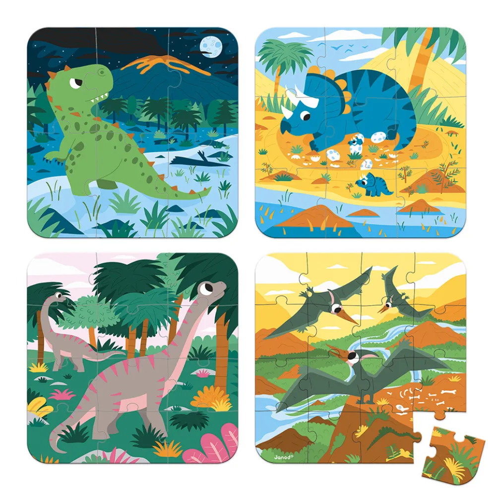 Janod 4 Puzzles Dinosaurier 3 Jahre+