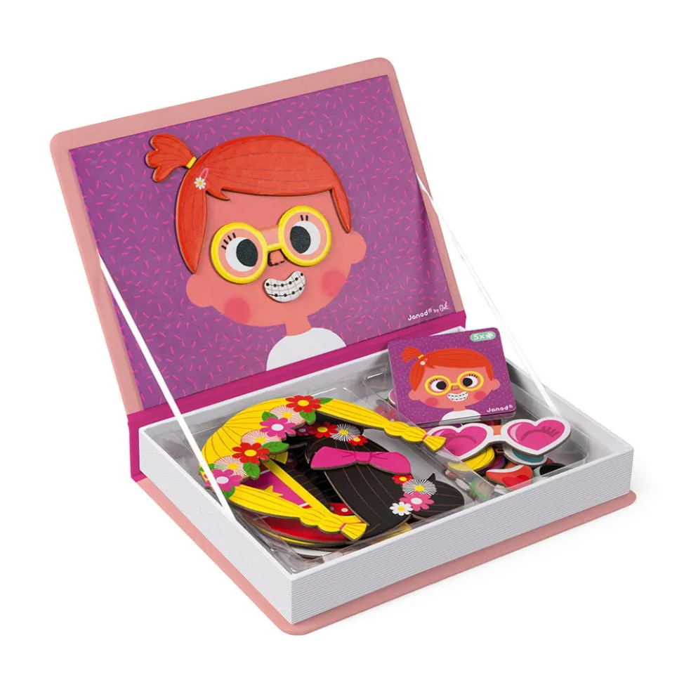 Janod Magnetbuch Crazy Faces Mädchen 5 Teile