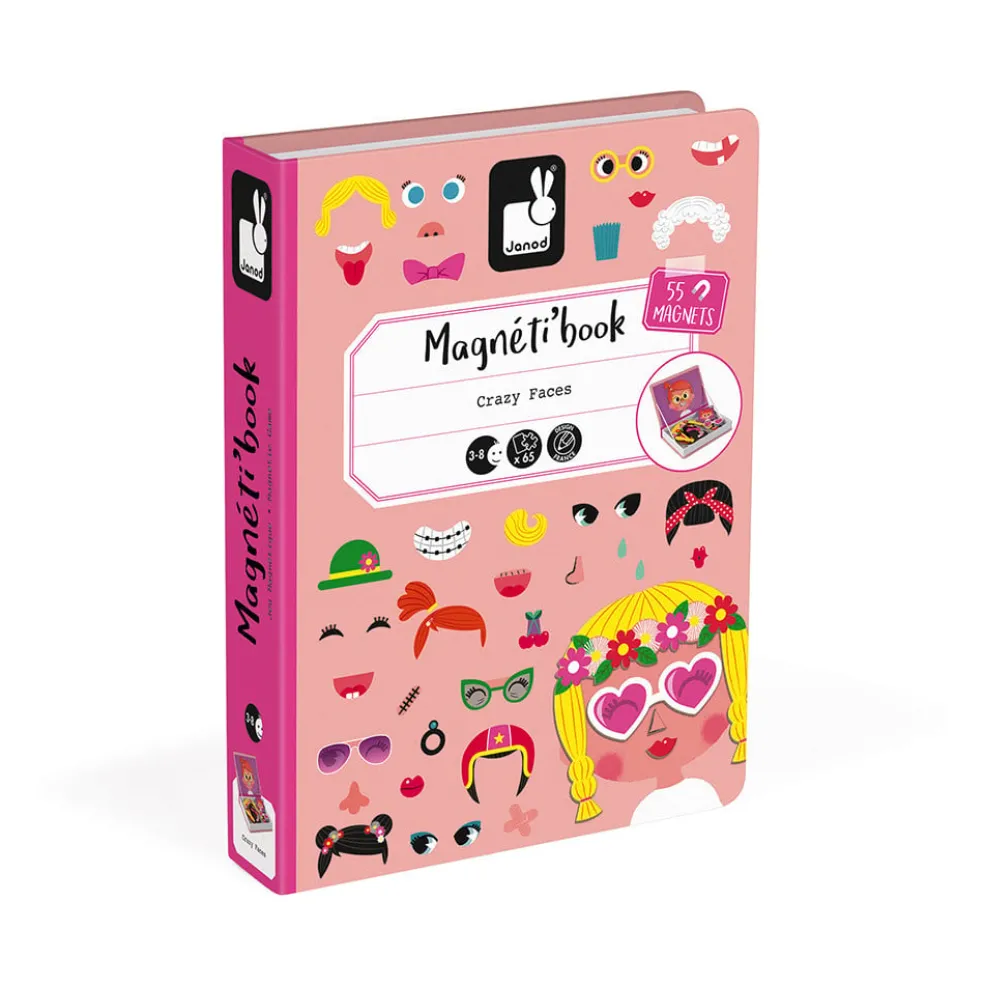 Janod Magnetbuch Crazy Faces Mädchen 5 Teile