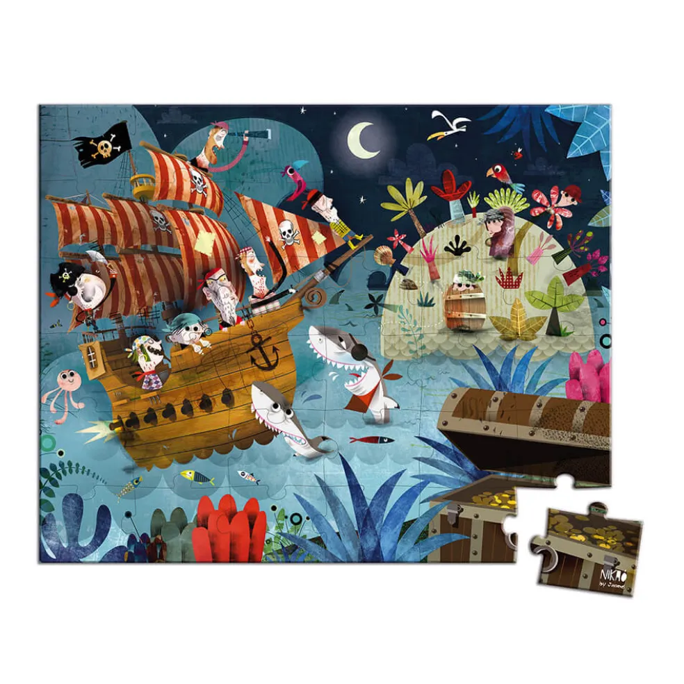 Janod Puzzle-Köfferchen & Poster Piraten 36 Teile