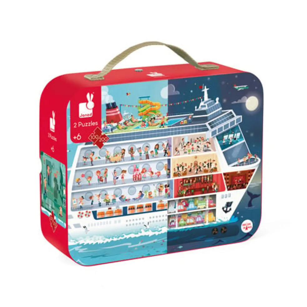 Janod Puzzle-Köfferchen Kreuzfahrt 2 Puzzles