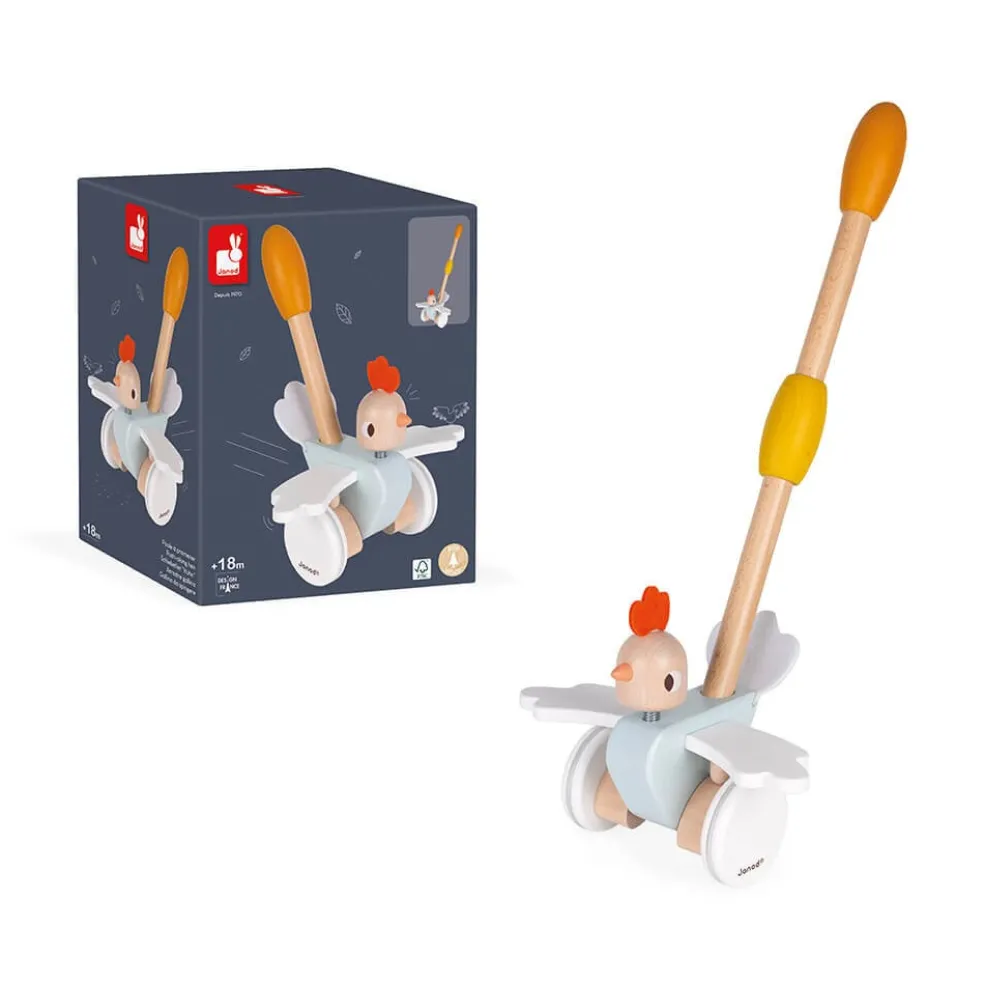 Janod Schiebetier Hühnchen aus Holz