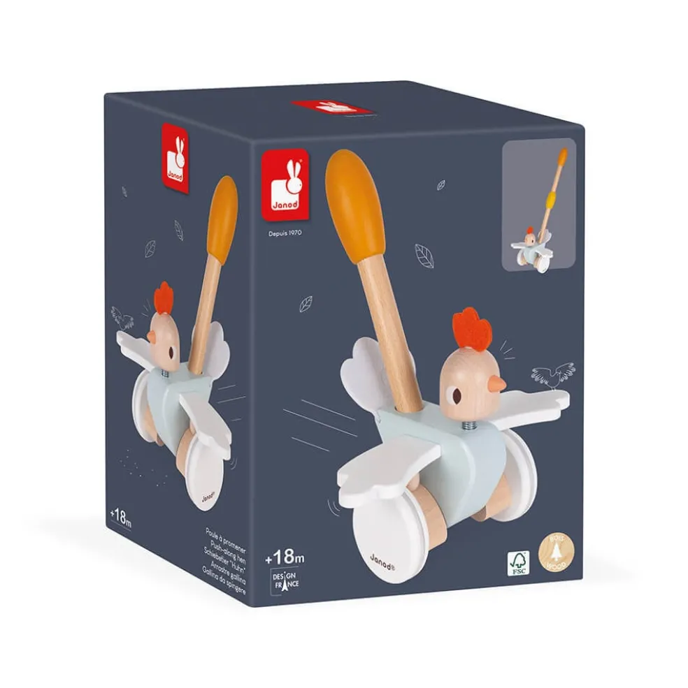 Janod Schiebetier Hühnchen aus Holz