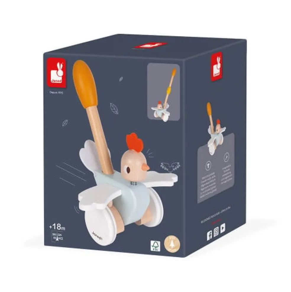 Janod Schiebetier Hühnchen aus Holz