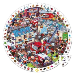 Janod Wimmelpuzzle & Poster Feuerwehr 208 Teile