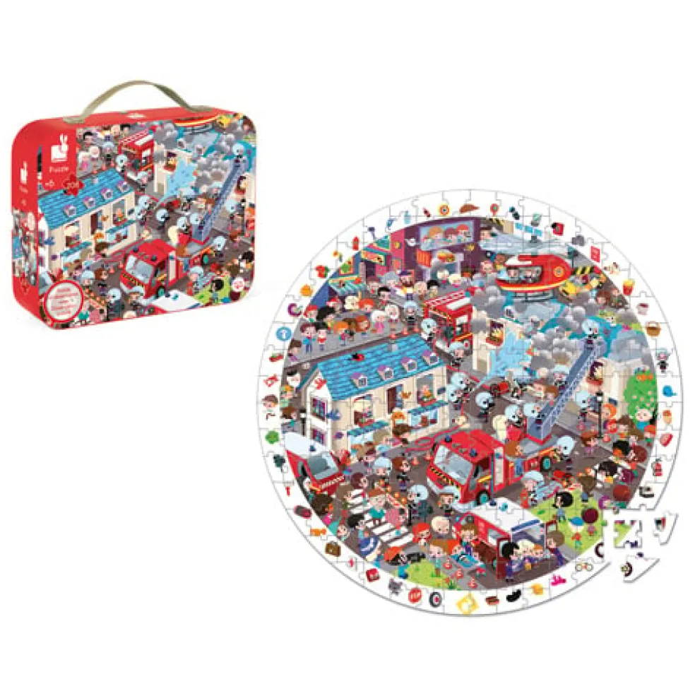 Janod Wimmelpuzzle & Poster Feuerwehr 208 Teile