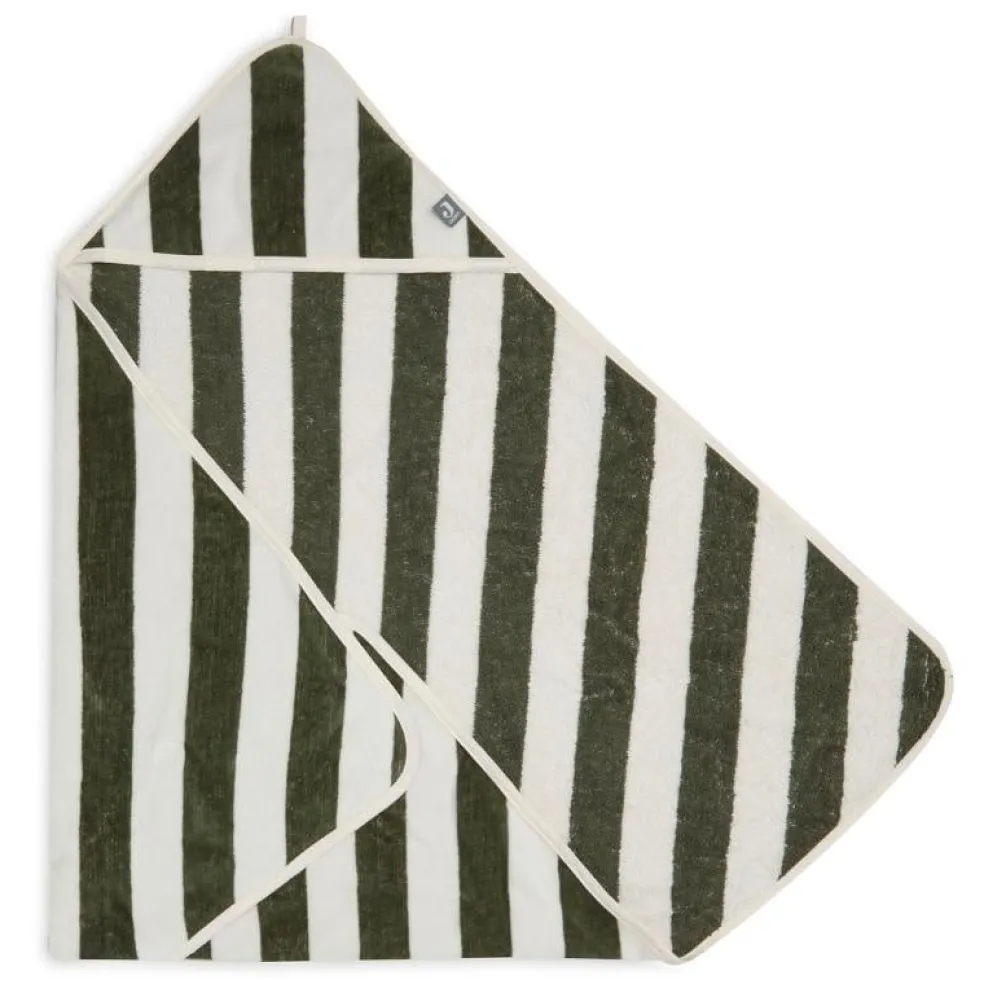 Jollein Kapuzenhandtuch Stripe Leaf Green Grün