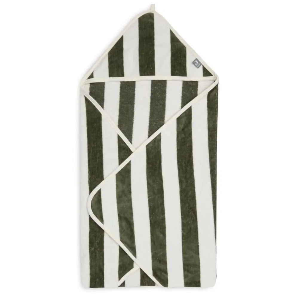Jollein Kapuzenhandtuch Stripe Leaf Green Grün