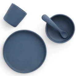 Jollein Kindergeschirr Silikon Jeans Blau 4-Teilig