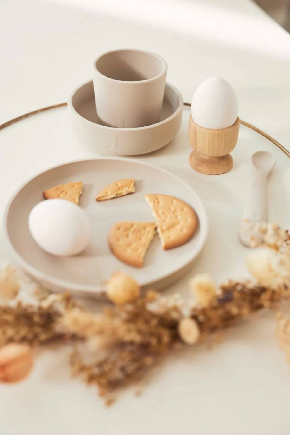 Jollein Kindergeschirr Silikon Nougat 4-Teilig