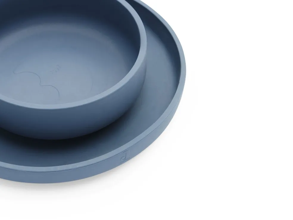 Jollein Kindergeschirr Silikon Jeans Blau 4-Teilig