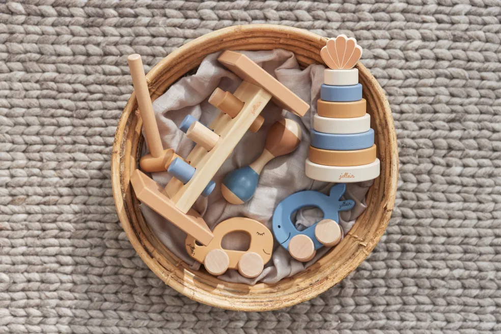 Jollein Stapelturm Holz Shell Blue Blau