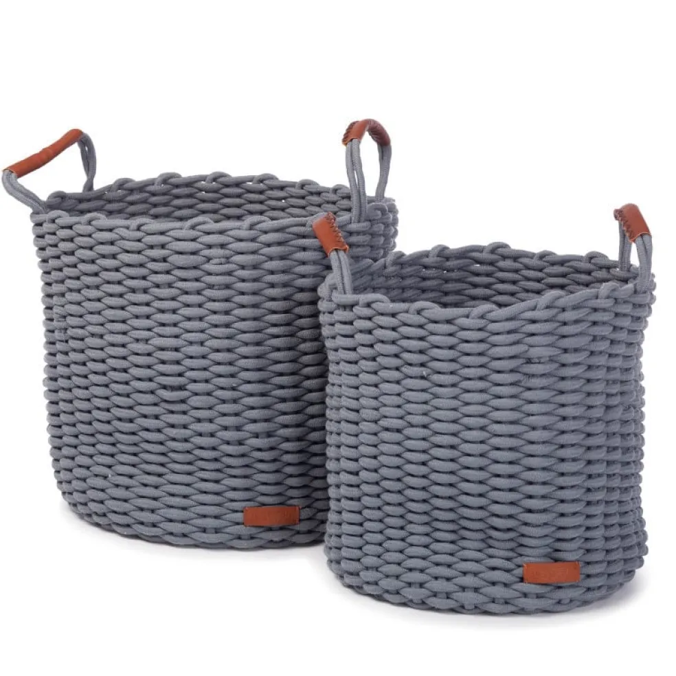 KidsDepot Aufbewahrungskorb-Set Korbo Mist Grau Large