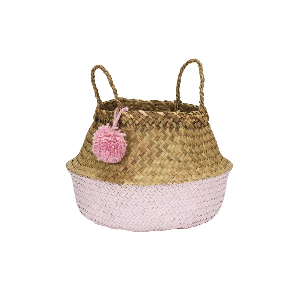 KidsDepot Aufbewahrungskorb Pompom Seagrass Rosa Maß M