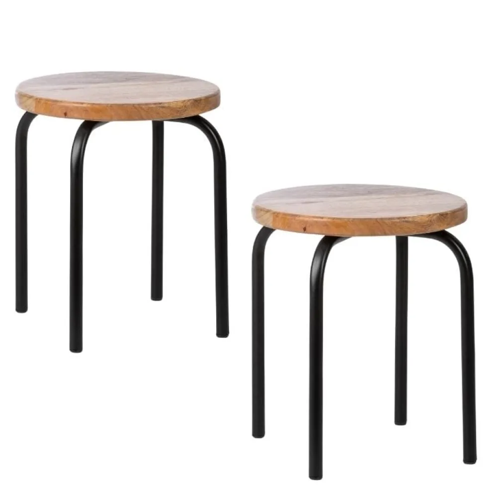 KidsDepot Kinderhocker Circle Schwarz 2 Stk.