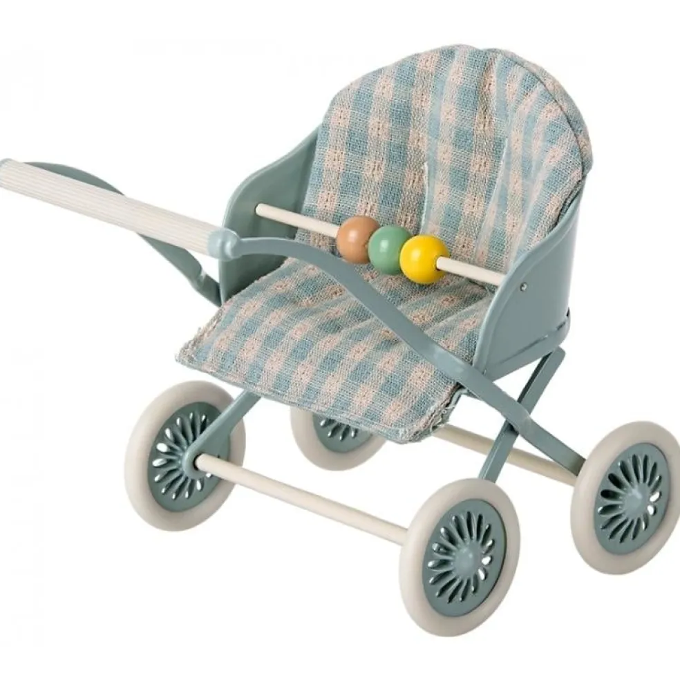 Maileg Kinderwagen Baby Maus My Blau
