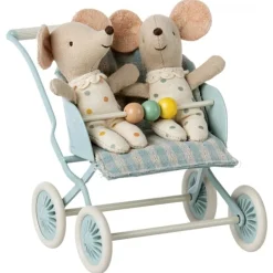 Maileg Kinderwagen Baby Maus My Blau