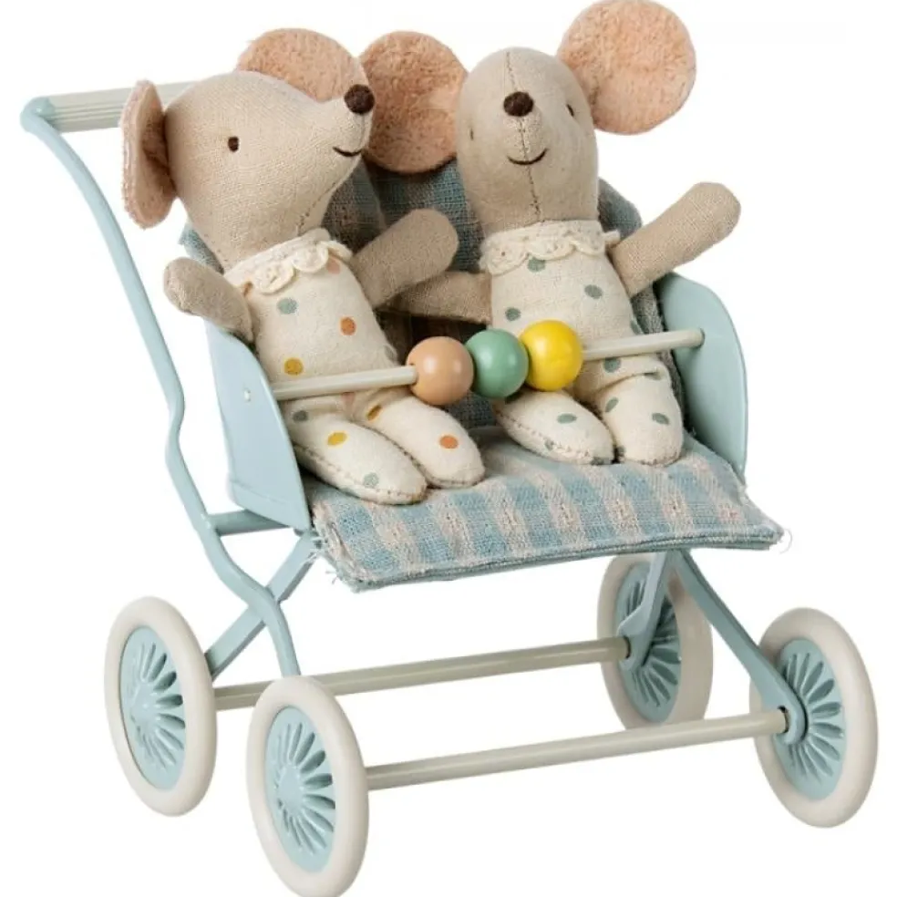 Maileg Kinderwagen Baby Maus My Blau