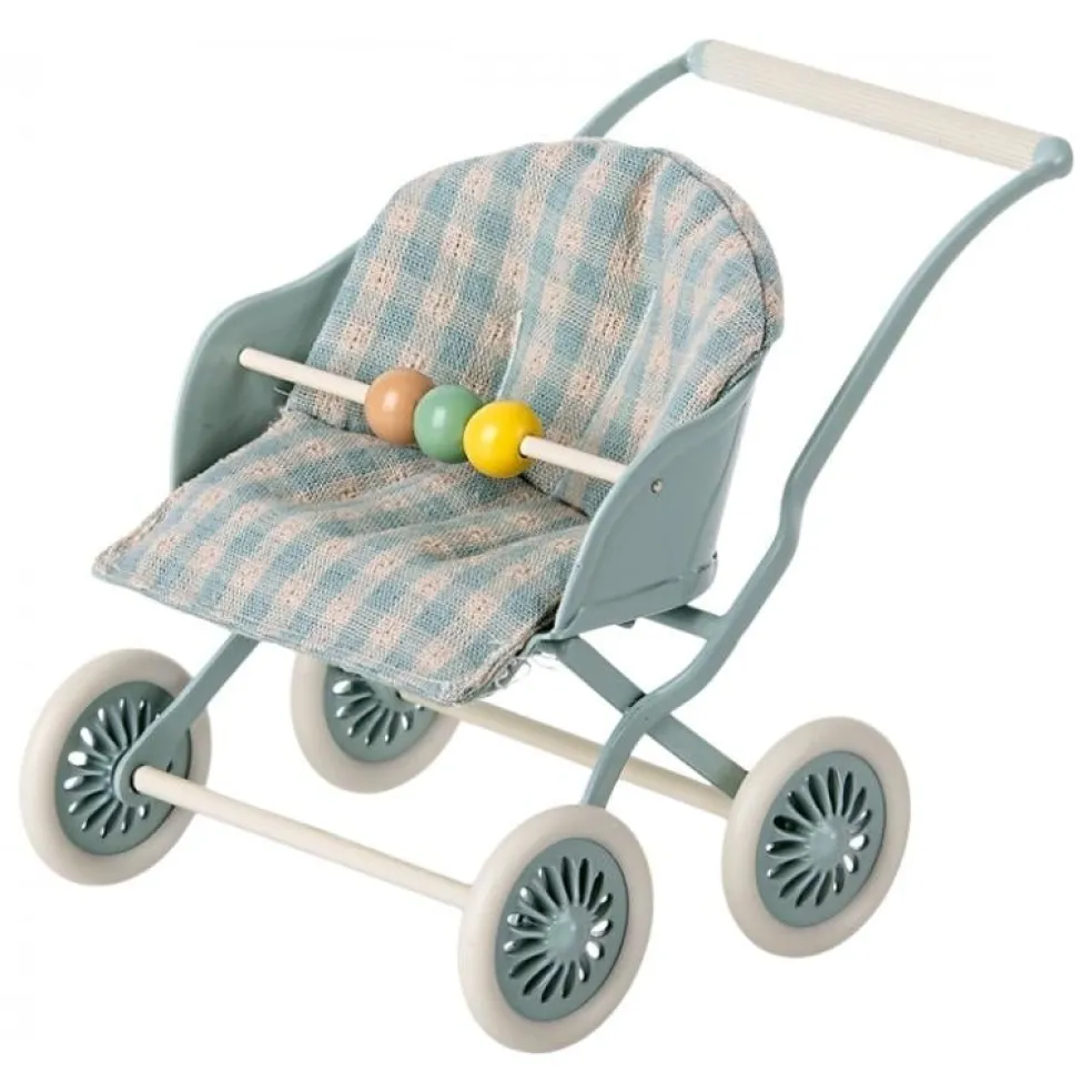 Maileg Kinderwagen Baby Maus My Blau