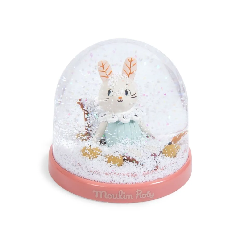 Moulin Roty Speelgoed Schneekugel Kaninchen Rosa Après la pluie