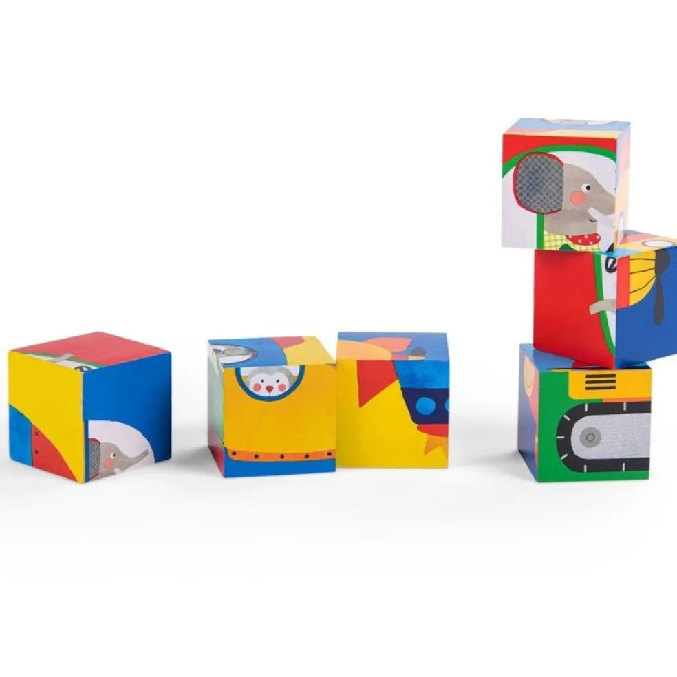 Moulin Roty Speelgoed Würfelpuzzle Les Popipop Holz