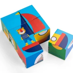 Moulin Roty Speelgoed Würfelpuzzle Les Popipop Holz