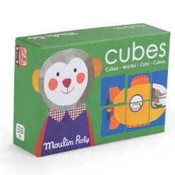 Moulin Roty Speelgoed Würfelpuzzle Les Popipop Holz