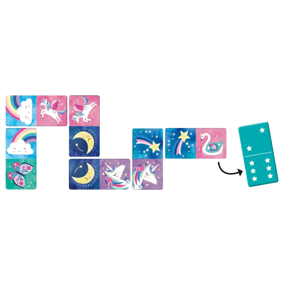 Mudpuppy Domino Einhorn Spiel Doppelseitig