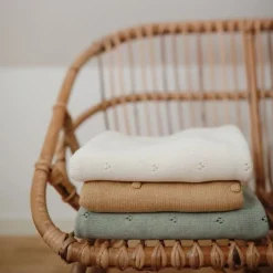 Mushie Babydecke Dots Mustard Melange 80 x 100 cm