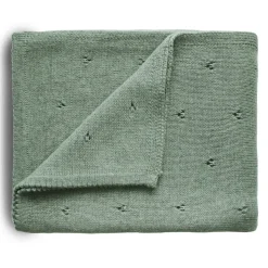 Mushie Babydecke Pointelle Sage Melange Grün 80 x 100 cm