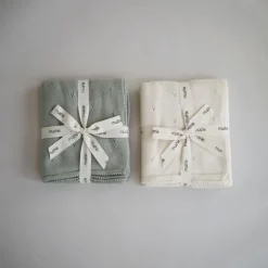 Mushie Babydecke Pointelle Sage Melange Grün 80 x 100 cm