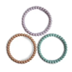 Mushie Beißringe Pearl Lilac Cyan Soft Peach
