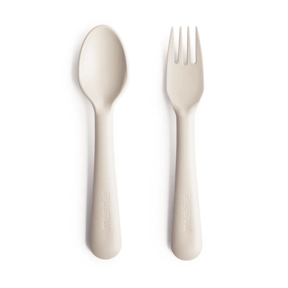 Mushie Kinderbesteck Gabel & Löffel Ivory
