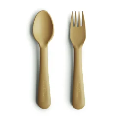 Mushie Kinderbesteck Gabel & Löffel Mustard