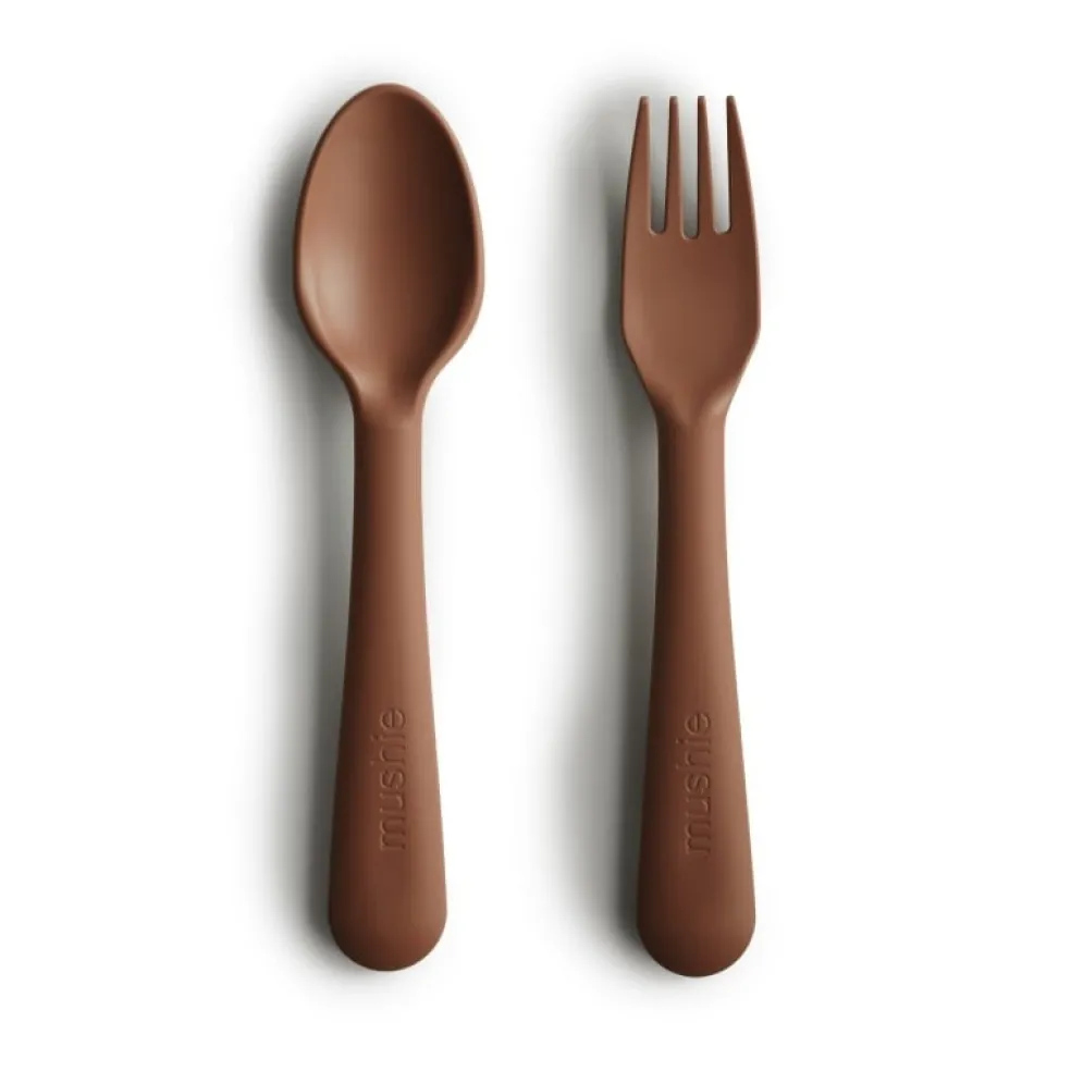 Mushie Kinderbesteck Gabel & Löffel Karamell