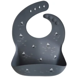 Mushie Silikon Lätzchen Boats Blau